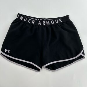 Under Armour UA Loose Heatgear Running Shorts Black White Small